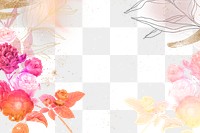 Flower frame png, pink border, remixed from vintage public domain images