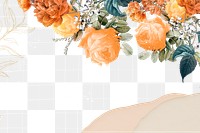 Flower frame png, watercolor border, remixed from vintage public domain images