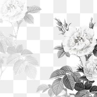 Png flower frame, black wedding border, remixed from vintage public domain images