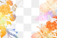 Flower frame png, aesthetic border, remixed from vintage public domain images