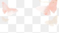 Png butterfly watercolor, pink border background in transparent