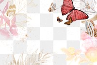 Butterfly frame png, aesthetic border, remixed from vintage public domain images