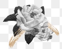 Floral png clip art watercolor, black illustration, remixed from vintage public domain images
