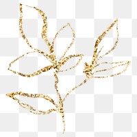 Png flower aesthetic sticker, gold illustration, remixed from vintage public domain images