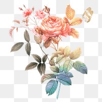 Png flower aesthetic sticker, watercolor illustration, remixed from vintage public domain images