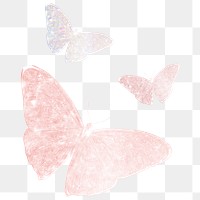 Png butterfly sticker, aesthetic illustration, remixed from vintage public domain images