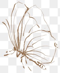 Png butterfly aesthetic sticker, gold illustration, remixed from vintage public domain images