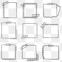 Digital note png set in hand drawn style