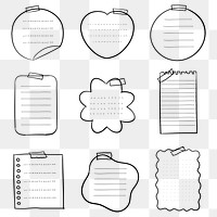 Sticky note png set in hand drawn style