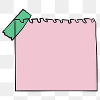 Png sticker note in pastel pink paper element in hand drawn style