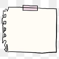 Png sticky note, blank paper element in hand drawn style