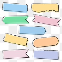Png washi tape pastel set in hand drawn style