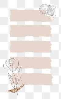 Goodnotes stickers png pink washi tape with hand drawn flower