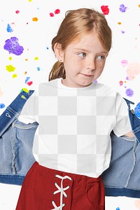 Kids t-shirt png mockup, transparent blank design space