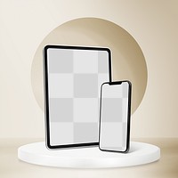 Digital device png screen mockup, blank design space set