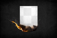 Burning paper png mockup, realistic poster design space