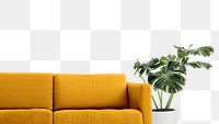 Yellow sofa png, living room furniture