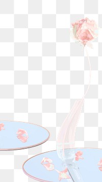 Aesthetic border png, abstract flower transparent background