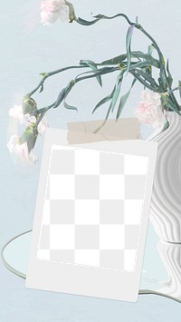 Frame PNG, transparent vintage border on aesthetic flower background