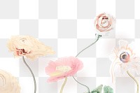 Flower border png, abstract transparent background