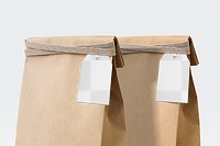 Tag label mockup png, transparent design on paper bag