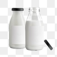 Milk bottles png, isolated object, transparent background