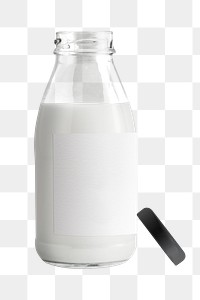 Milk bottle png, isolated object, transparent background