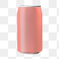 Png pink soda can, isolated object in transparent background