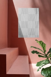 Poster png mockup, transparent design on wall