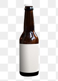 Brown beer bottle png, isolated object, transparent background