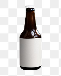 Brown beer bottle png, isolated object, transparent background