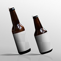 Beer bottle png label mockups, transparent design