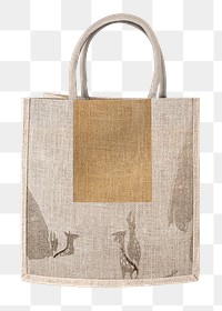 Jute tote bag png, eco-friendly product on transparent background