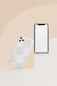 Smartphone & case mockup png, transparent design 