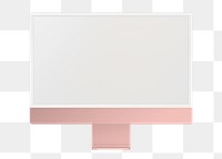 Pink desktop computer png, blank screen in transparent background