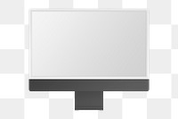 Gray desktop computer png, blank screen in transparent background