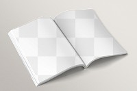 Opened book page png, blank design space on transparent background