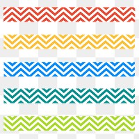 Brush stroke png colorful zigzag pattern set