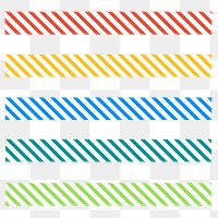 Brush stroke png colorful stripes pattern set