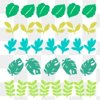 Leaf png brush stroke hand drawn nature pattern set