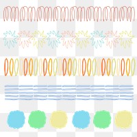 Doodle brush stroke png pattern set