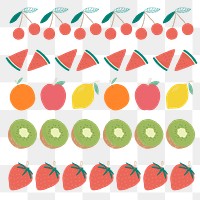 Fruit png brush stroke hand drawn pattern set