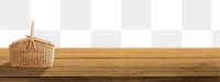 Wooden shelf png, product background, rattan basket
