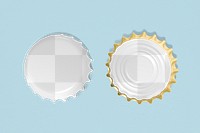 Bottle caps png mockup set, transparent design