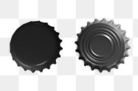 Bottle caps png set, isolated object on transparent background