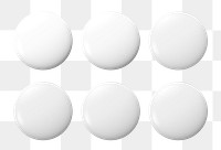 White pins png set, blank badges in transparent background