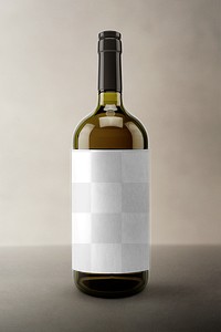 Wine bottle png mockup, blank label