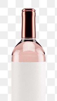 Rosé wine png bottle, isolated object on transparent background