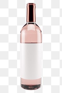 Rosé wine png bottle, isolated object on transparent background