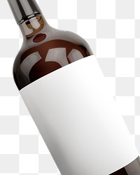 Blank label png wine bottle, isolated object on transparent background